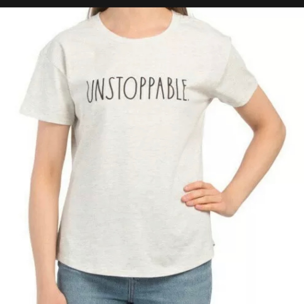 Rae Dunn‎ Unstoppable Tee OatmealT-Shirt Top NWT